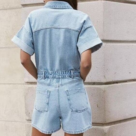 European summer denim jumpsuit