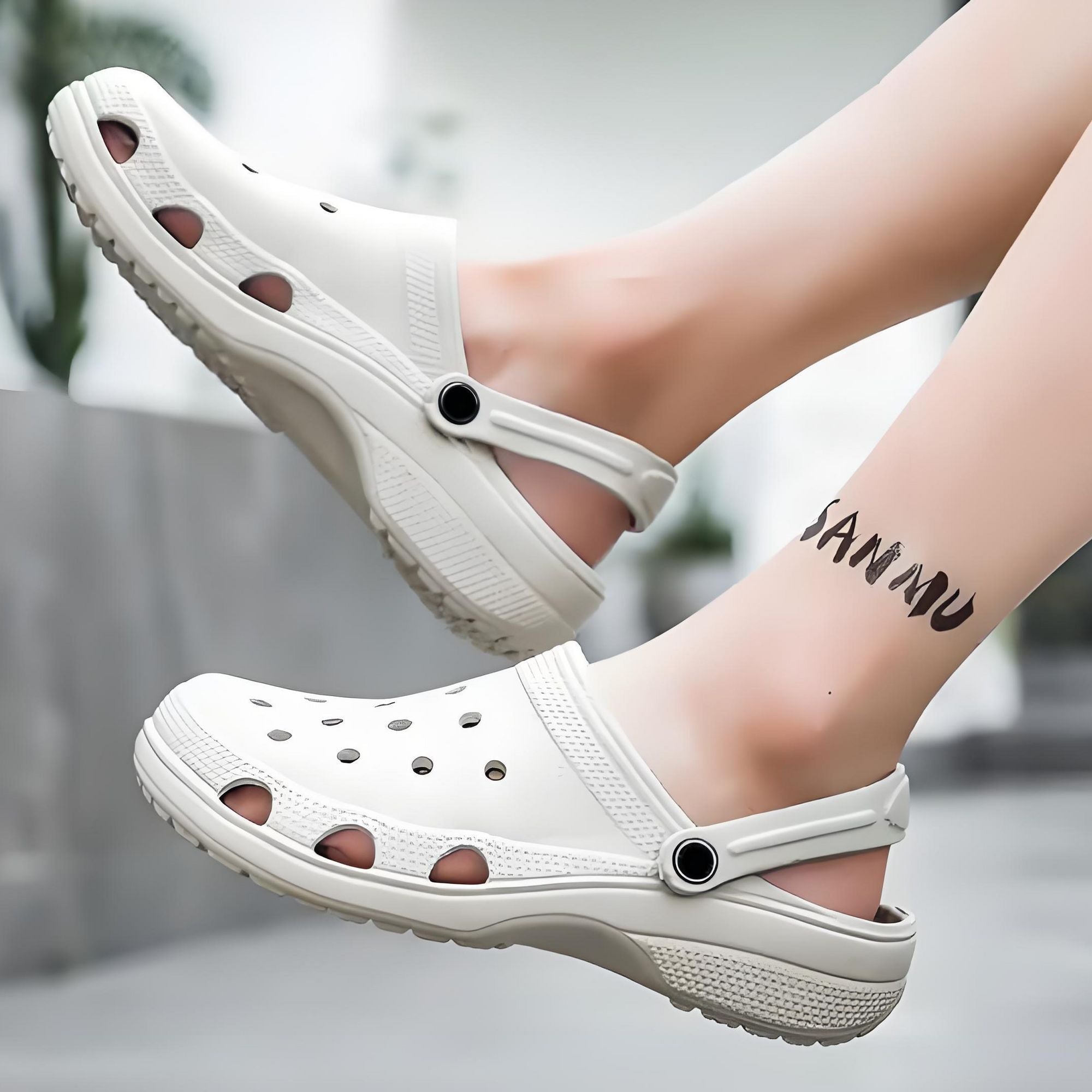 Milky white crocs