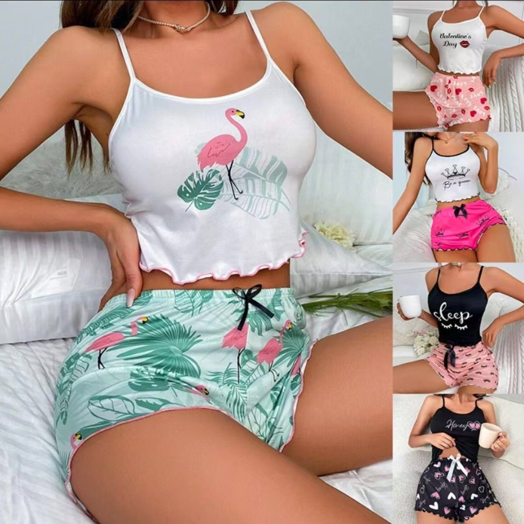 Print silk pajamas